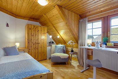 Schlaf- und Arbeitszimmer mit Einzelbett